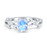 Art Deco Oval Natural Moonstone Solitaire Infinity Ring 925 Sterling Silver