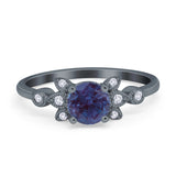 Art Deco Round Natural Stone Floral Ring