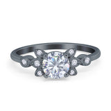 Art Deco Round Natural Stone Floral Ring