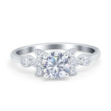 Art Deco Round Natural Stone Floral Ring