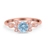 Art Deco Round Natural Stone Floral Ring