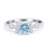 Art Deco Round Natural Stone Floral Ring