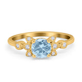 Art Deco Round Natural Stone Floral Ring