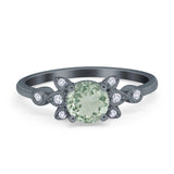 Art Deco Round Natural Stone Floral Ring