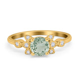 Art Deco Round Natural Stone Floral Ring