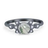 Art Deco Round Natural Stone Floral Ring