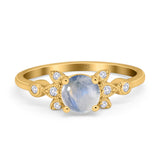 Art Deco Round Natural Stone Floral Ring