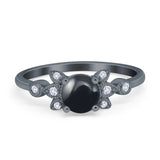 Art Deco Round Natural Stone Floral Ring