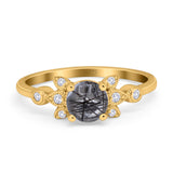 Art Deco Round Natural Stone Floral Ring