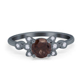 Art Deco Round Natural Stone Floral Ring
