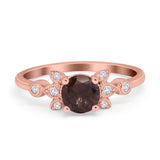 Art Deco Round Natural Stone Floral Ring