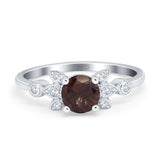 Art Deco Round Natural Stone Floral Ring