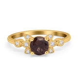 Art Deco Round Natural Stone Floral Ring