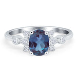 Art Deco Oval Natural Stone Floral Ring