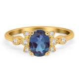 Art Deco Oval Natural Stone Floral Ring