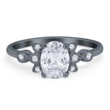 Art Deco Oval Natural Stone Floral Ring