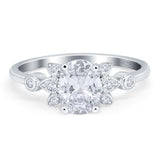 Art Deco Oval Moissanite Floral Wedding Ring 925 Sterling Silver