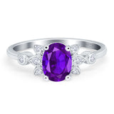 Art Deco Oval Natural Stone Floral Ring