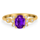 Art Deco Oval Natural Stone Floral Ring