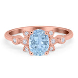 Art Deco Oval Natural Stone Floral Ring