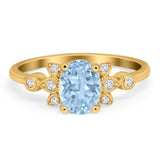 Art Deco Oval Natural Stone Floral Ring