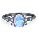 Art Deco Oval Natural Stone Floral Ring