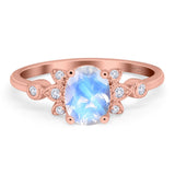 Art Deco Oval Natural Stone Floral Ring