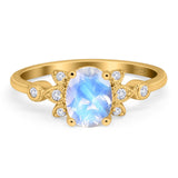 Art Deco Oval Natural Stone Floral Ring