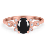 Art Deco Oval Natural Stone Floral Ring