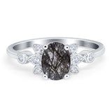 Art Deco Oval Natural Stone Floral Ring