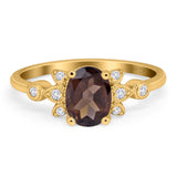Art Deco Oval Natural Stone Floral Ring