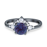 Art Deco Round Natural Stone Flower Ring