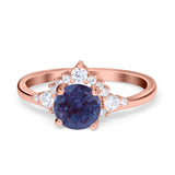 Art Deco Round Natural Stone Flower Ring