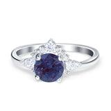 Art Deco Round Natural Stone Flower Ring