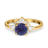 Art Deco Round Natural Stone Flower Ring