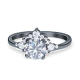Art Deco Round Natural Stone Flower Ring