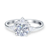 Vintage Style Round Moissanite Wedding Ring 925 Sterling Silver