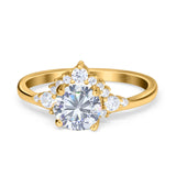 Art Deco Round Natural Stone Flower Ring