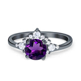 Art Deco Round Natural Stone Flower Ring