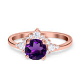 Art Deco Round Natural Stone Flower Ring