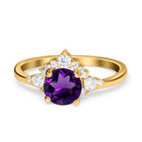 Art Deco Round Natural Stone Flower Ring