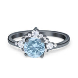 Art Deco Round Natural Stone Flower Ring