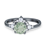Art Deco Round Natural Stone Flower Ring