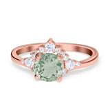 Art Deco Round Natural Stone Flower Ring