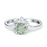 Art Deco Round Natural Stone Flower Ring