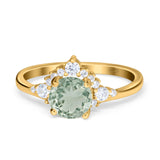 Art Deco Round Natural Stone Flower Ring