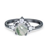 Art Deco Round Natural Stone Flower Ring