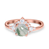 Art Deco Round Natural Stone Flower Ring