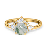 Art Deco Round Natural Stone Flower Ring