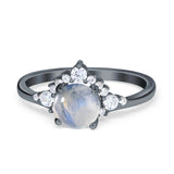 Art Deco Round Natural Stone Flower Ring